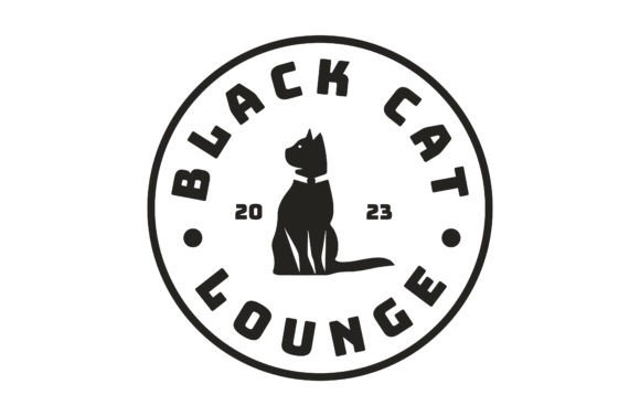 Black Cat Silhouette Vintage Label