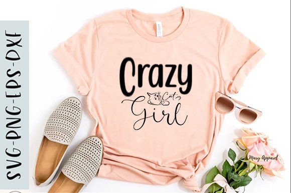 Cat T-shirt Design, Crazy Cat Girl