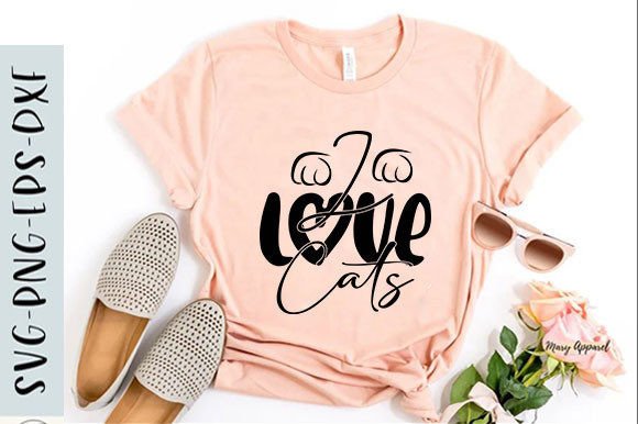 Cat T-shirt Design, I Love Cats