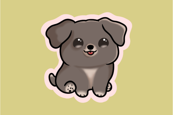 Cute Gray Cat with Full Color Style