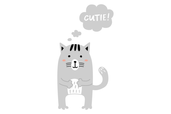 Cutie Cat Character. Baby Shower Card an