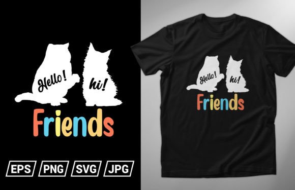 Friends T-shirt Design with Two Cat