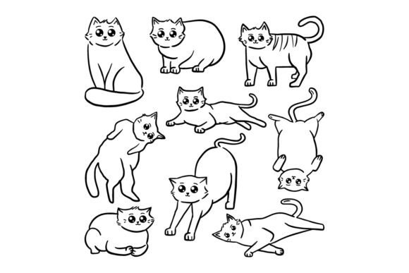 Lined Cat Pet Hand Drawn Illustration