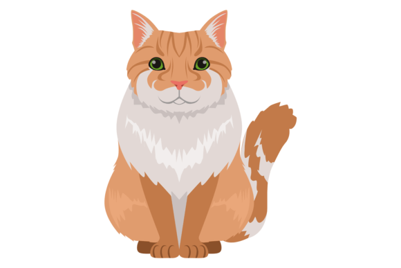 Norwegian Forest Cat Icon. Fluffy Ginger